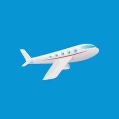 vector cartoon airplane flying in blue sky