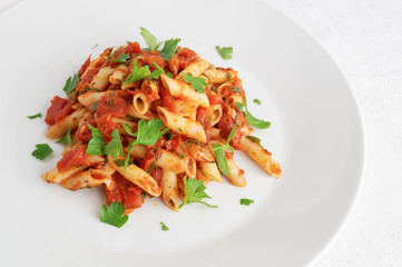 pizzaiola with tomato chops and penne pasta