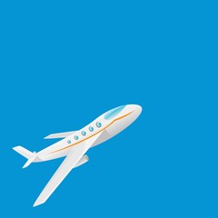 vector cartoon airplane flying in blue sky