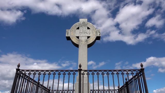 The monument of the missionary Ansgar on the Swedish island Bjorko, aka the viking island "Birka", frequented by many visitors to Sweden. 