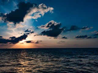 Sunrise sunset at sea