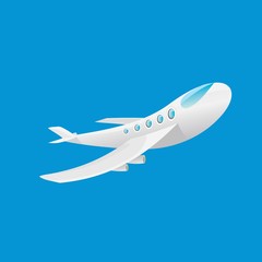 vector cartoon airplane flying in blue sky