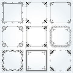 Decorative frames and borders square set 3 vector