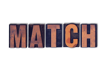 Match Concept Isolated Letterpress Word