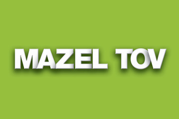 Mazel Tov Theme Word Art on Colorful Background