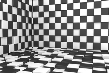 Black and white cubes background. 3d rendering.