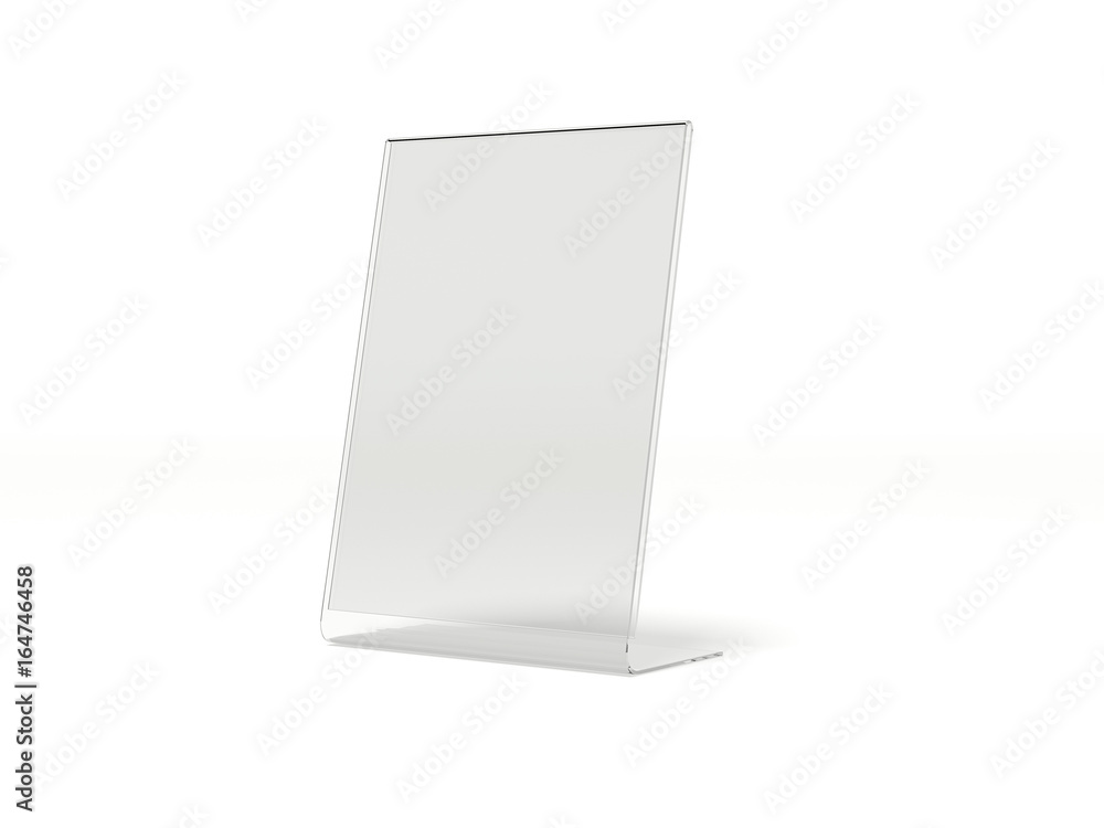 Aufkleber transparent desk display. 3d rendering