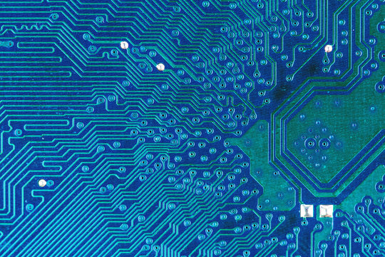 Computer Motherboard Chips Closeup Shot