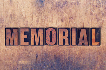 Memorial Theme Letterpress Word on Wood Background