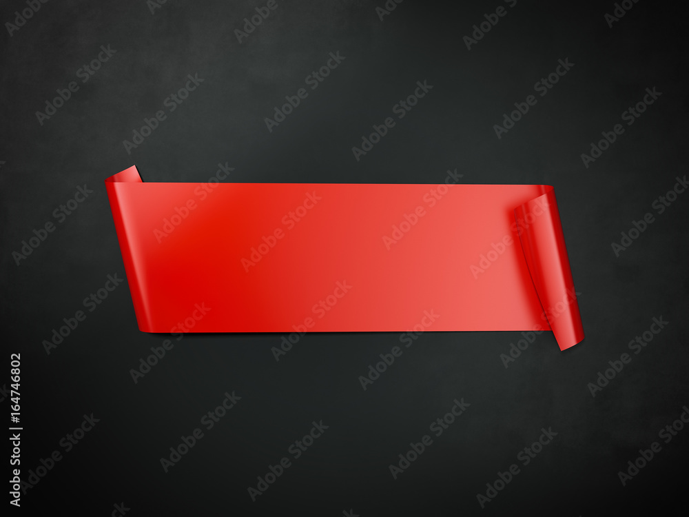 Poster red twisted ribbon. 3d rendering