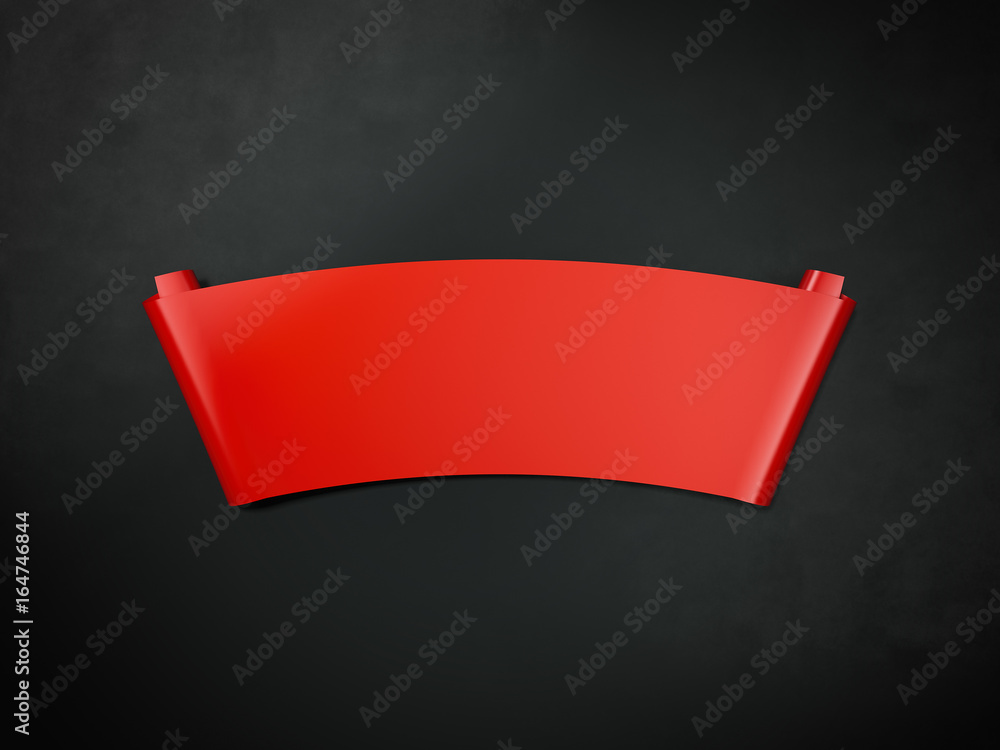 Poster red symmetric ribbon. 3d rendering