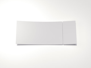 Blank tear-off ticket. 3d rendering