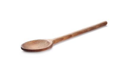 Wooden spoon, linden tree, isolated on white background