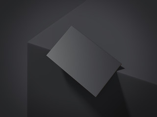 Blank black business card falling. 3d rendering