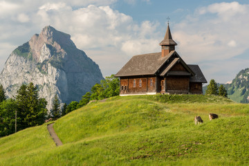 Fototapeta na wymiar Small church in mountans