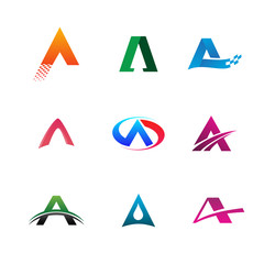 letter A logo collection set. logo design concept template