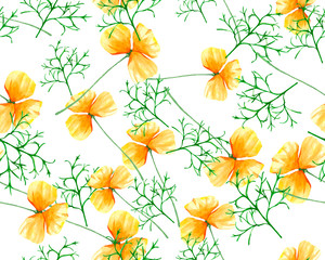 Yellow Nasturtium Pattern Watercolor