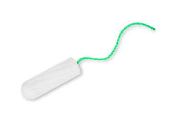 Menstrual tampon close-up on a white background