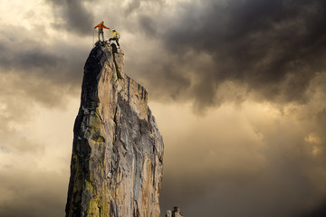 Climbers on the edge.