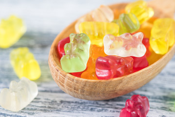 Close-Up Of Colorful Candy. Composition with tasty jelly candies. fruit jelly with sugar-coated