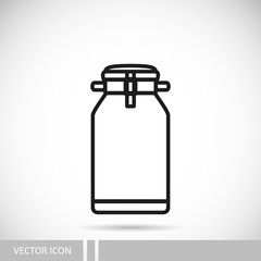 Metal can for milk. Vector icon in a line design style.