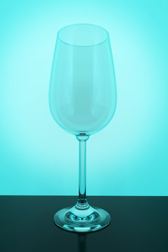 3d illustration of a transparent glass on a blue background.