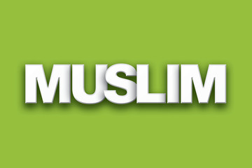 Muslim Theme Word Art on Colorful Background