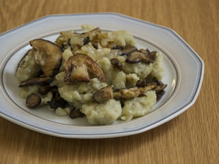 potato dumplings and mushroom