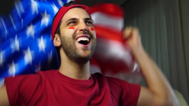 American Guy Waving USA Flag