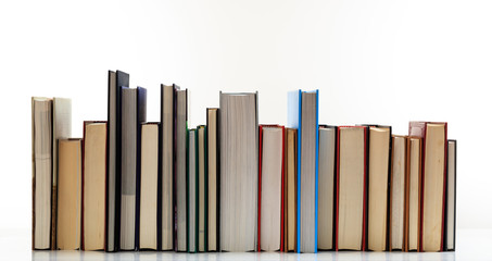 Books on white background