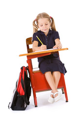 Student: Private School Student Doing Schoolwork At Desk