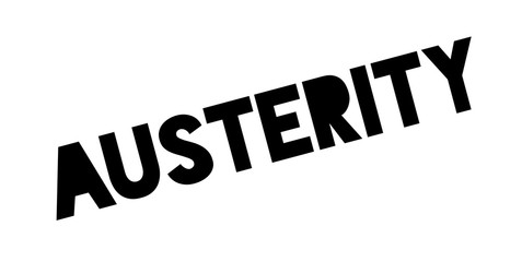 Austerity rubber stamp. Grunge design with dust scratches. Effects can be easily removed for a clean, crisp look. Color is easily changed.