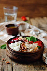 Chicken spinach apple tomato goat cheese salad