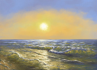 Naklejka premium Sea landscape paintings, oil, digital art