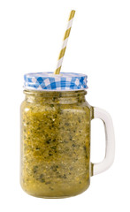 Fresh smoothie with citrus and kale isolated on white