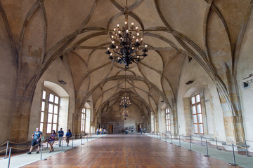 Interior of Vladislav Hall in Prague castle, Czech republic