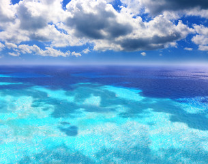 Fototapeta na wymiar Clear blue sea near Porto Katsiki beach on the Ionian island of Lefkada, Greece
