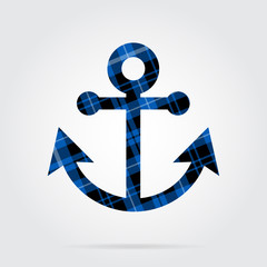 blue, black tartan isolated icon - boat anchor