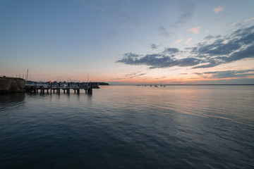 A twilight capture of Yarmouth Harbour on the Isle of Wight at dusk