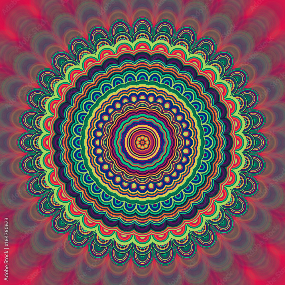 Aufkleber abstract bohemian mandala ornament background - circular kaleidoscope vector pattern graphic from co