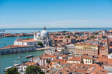 Fototapeta premium Aerial view of Venice with Santa Maria della Salute church, Italy.