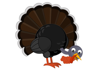 cartoon turkey standing and eating - isolated vector / illustration for children