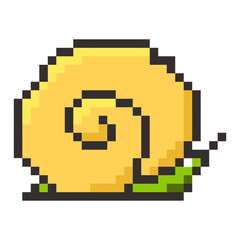 Fototapeta premium Snail pixel cartoon retro game style