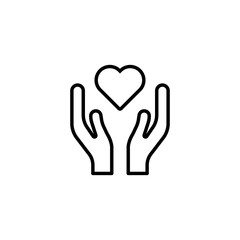 heart in hands icon on white background