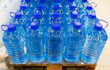 bottled still water on the palette