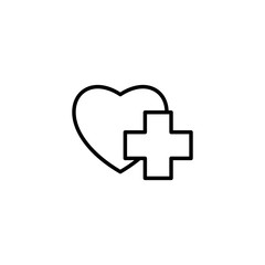 Fototapeta premium thin line heart with medical sign icon on white background