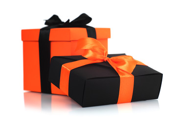 Halloween gift boxes on white