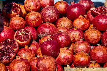 Pomegranates at the Market. Ripe pomegranates