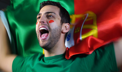 Portuguese Guy Waving Portugal Flag