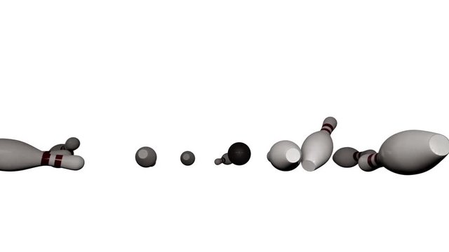 Isolated bowling ball hitting the pins